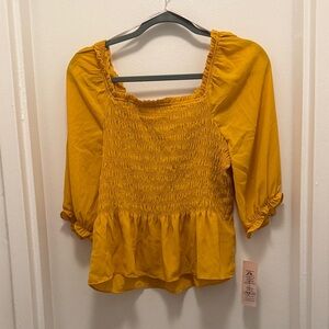 Nanette Lepore NWT Yellow Smocked Women's Top